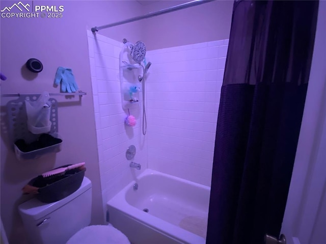 967 Brant Hollow Ct, Colorado Springs, CO 80916 - bathroom with toilet and shower / bathtub combination with curtain