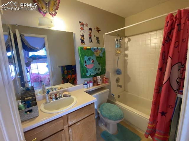 967 Brant Hollow Ct, Colorado Springs, CO 80916 - bathroom with toilet, shower / bath combo, and vanity