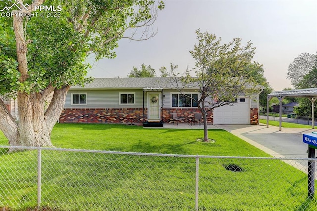 1567 Willshire Dr, Colorado Springs, CO 80906 - ranch-style home with brick siding, an attached garage, and driveway