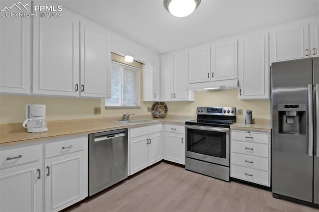751 Crown Ridge Dr, Colorado Springs, CO 80904 - kitchen featuring stainless steel appliances, a sink, under cabinet range hood, and white cabinetry