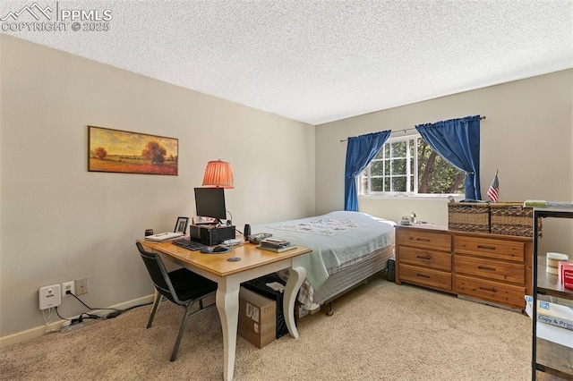 3870 Chinawood Ct, Colorado Springs, CO 80918 - bedroom with light carpet, a textured ceiling, and an office area