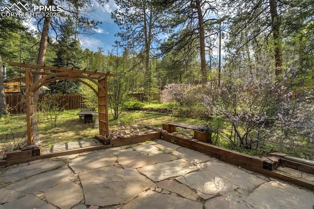 1015 Lafayette Ave, Woodland Park, CO 80863 - fenced backyard with a patio