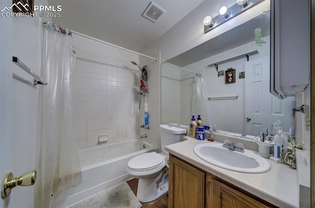 6938 Big Timber Dr, Colorado Springs, CO 80923 - full bath featuring shower / bath combination with curtain, toilet, and vanity