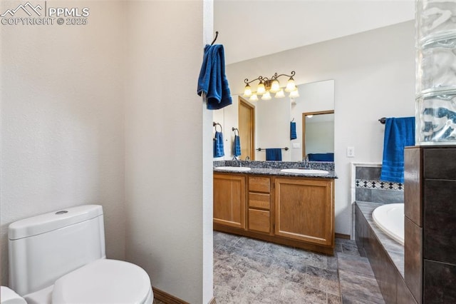14810 Tanner Trl, Elbert, CO 80106 - full bath featuring toilet, double vanity, and a garden tub
