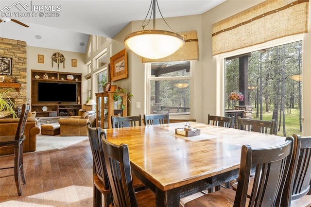 11720 Smokey Hill Grv, Colorado Springs, CO 80908 - dining room featuring hardwood / wood-style floors and a ceiling fan