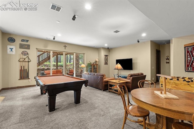 11720 Smokey Hill Grv, Colorado Springs, CO 80908 - game room featuring pool table, recessed lighting, and light colored carpet