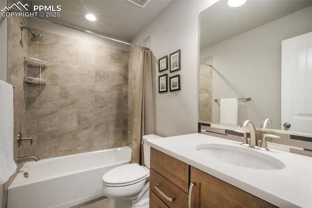 6015 Trappers Tale Ct, Colorado Springs, CO 80923 - bathroom featuring vanity, shower / bath combo, and toilet