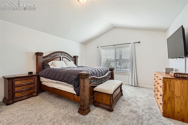 2513 Cinnabar Rd, Colorado Springs, CO 80921 - bedroom with vaulted ceiling, light colored carpet, and baseboards