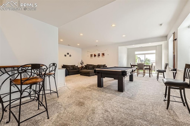 2513 Cinnabar Rd, Colorado Springs, CO 80921 - recreation room featuring billiards, carpet, and recessed lighting