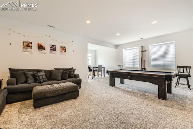 2513 Cinnabar Rd, Colorado Springs, CO 80921 - playroom with carpet flooring, billiards, recessed lighting, and baseboards