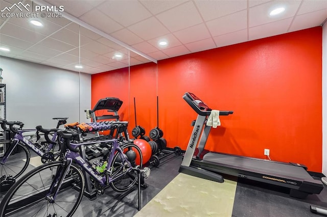 2513 Cinnabar Rd, Colorado Springs, CO 80921 - exercise area with a drop ceiling and recessed lighting