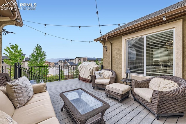 2513 Cinnabar Rd, Colorado Springs, CO 80921 - deck featuring an outdoor hangout area and a residential view