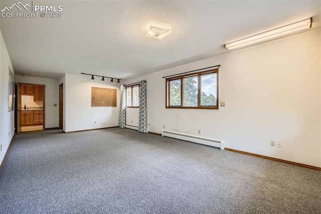 14820 Spiritwood Loop, Elbert, CO 80106 - carpeted spare room with a baseboard heating unit and rail lighting