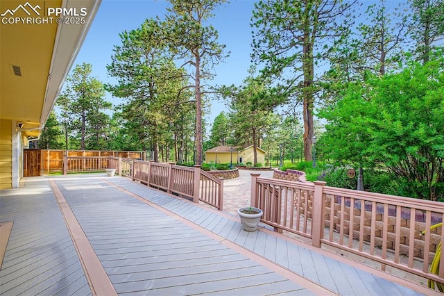 14820 Spiritwood Loop, Elbert, CO 80106 - deck with view of wooded area