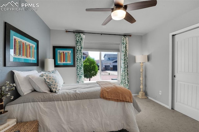 8795 Canary Cir, Colorado Springs, CO 80908 - bedroom with carpet flooring, baseboards, and ceiling fan