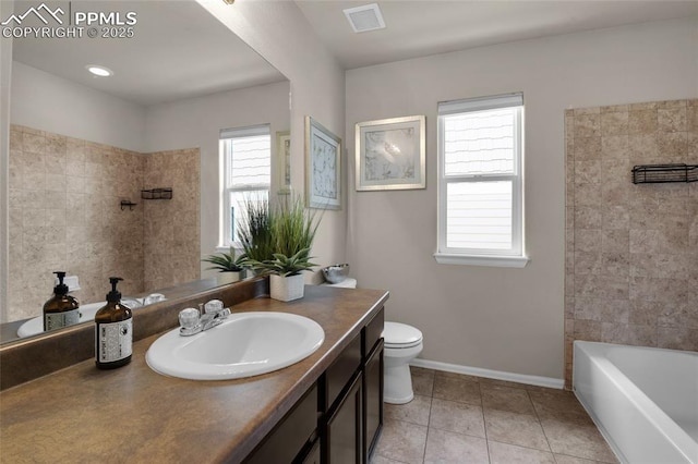8795 Canary Cir, Colorado Springs, CO 80908 - bathroom featuring vanity, tile patterned floors, toilet, and baseboards