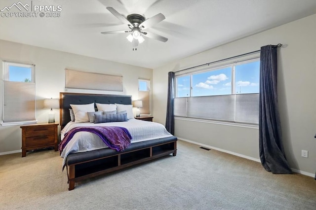 15506 Short Line Ct, Monument, CO 80132 - carpeted bedroom with multiple windows, baseboards, and a ceiling fan