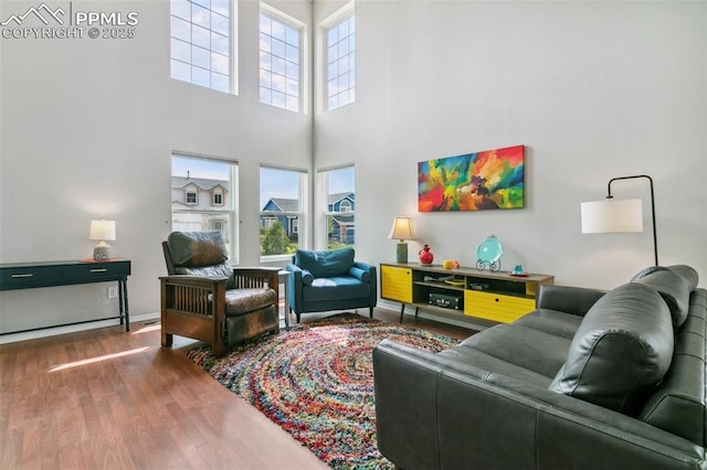 7942 French Rd, Colorado Springs, CO 80920 - living room featuring wood finished floors and a high ceiling
