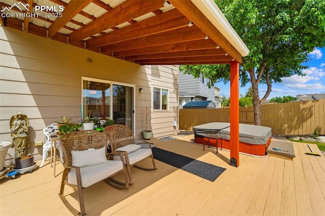 5481 Pioneer Mesa Dr, Colorado Springs, CO 80923 - wooden terrace featuring a hot tub