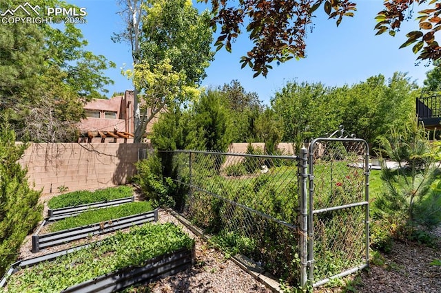 24 Redondo Ln, Pueblo, CO 81005 - view of yard featuring a gate and a garden