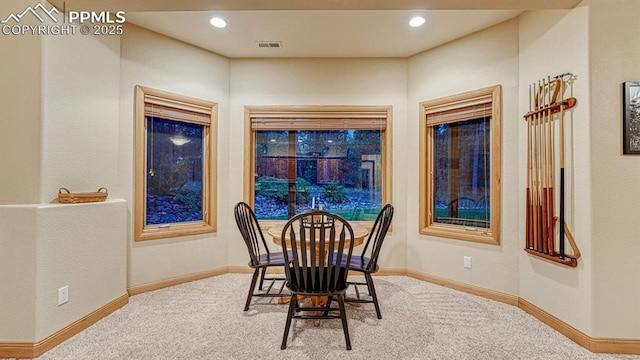 17910 Queensmere Dr, Monument, CO 80132 - dining space featuring carpet flooring, recessed lighting, and baseboards