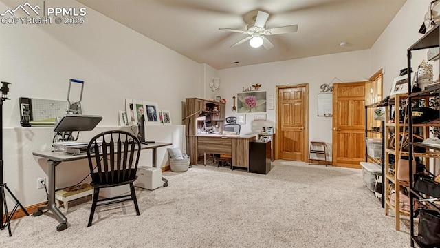 17910 Queensmere Dr, Monument, CO 80132 - carpeted home office with a ceiling fan