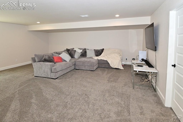 1213 E Tidy Dr, Pueblo, CO 81007 - carpeted living room featuring baseboards and recessed lighting