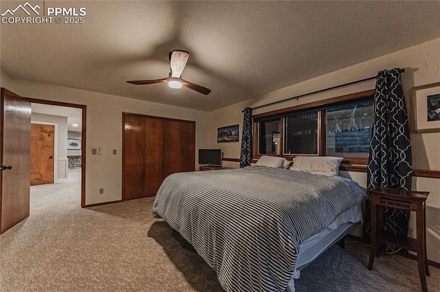5145 Golden Hills Ct, Colorado Springs, CO 80919 - carpeted bedroom featuring a closet and a ceiling fan