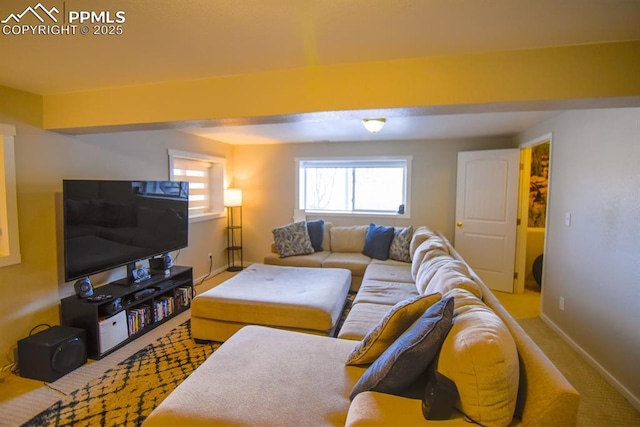 105 Pauma Valley Dr, Colorado Springs, CO 80921 - living area with baseboards and carpet flooring