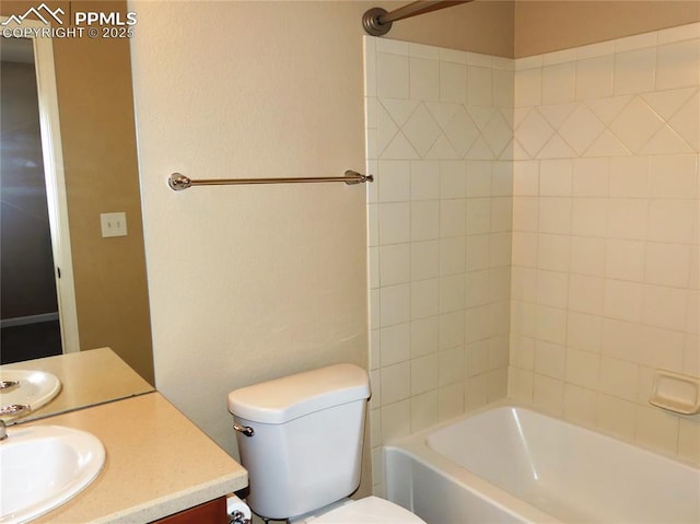 828 S Wahsatch Ave, Colorado Springs, CO 80903 - full bathroom with vanity, toilet, and shower / tub combination