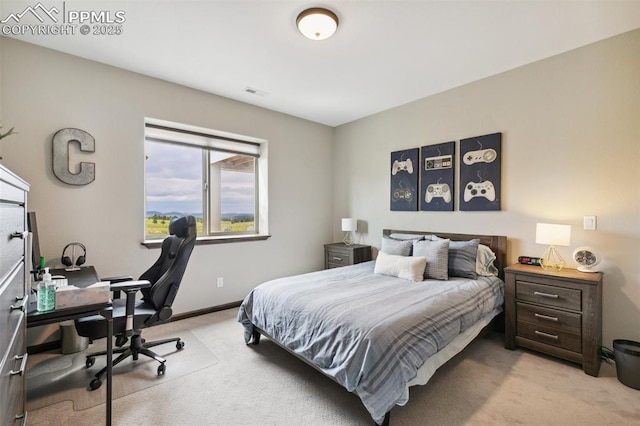 4808 Silver Nell Dr, Colorado Springs, CO 80908 - bedroom featuring light carpet, a desk, and baseboards