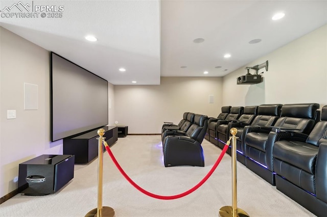 4808 Silver Nell Dr, Colorado Springs, CO 80908 - home theater with light colored carpet, recessed lighting, and baseboards