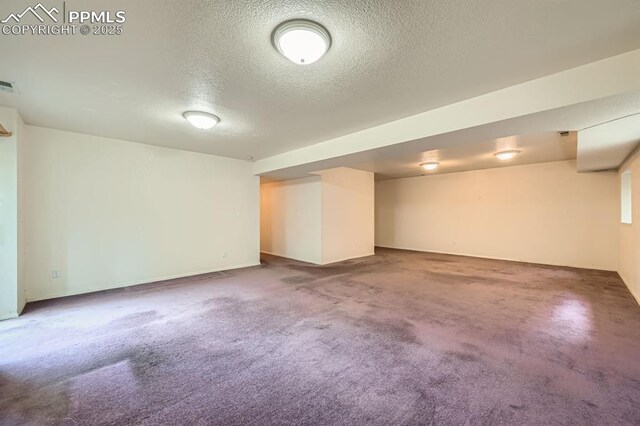 5437 Lions Gate Ln, Colorado Springs, CO 80919 - finished basement featuring a textured ceiling and carpet