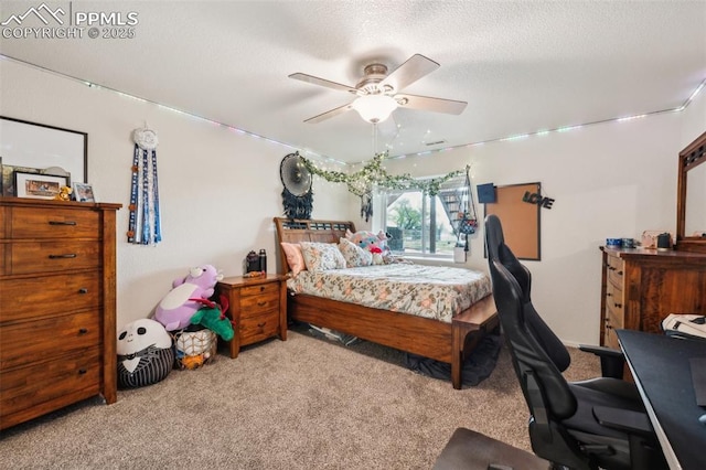 11420 Texarkanna Rd, Peyton, CO 80831 - bedroom with carpet flooring, an office area, a ceiling fan, and a textured ceiling