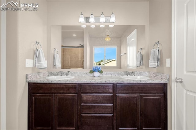 10881 Traders Pkwy, Fountain, CO 80817 - bathroom featuring double vanity and a shower