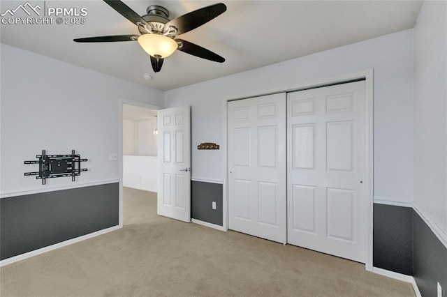 12213 Crystal Downs Rd, Peyton, CO 80831 - unfurnished bedroom with carpet flooring, baseboards, a closet, and ceiling fan