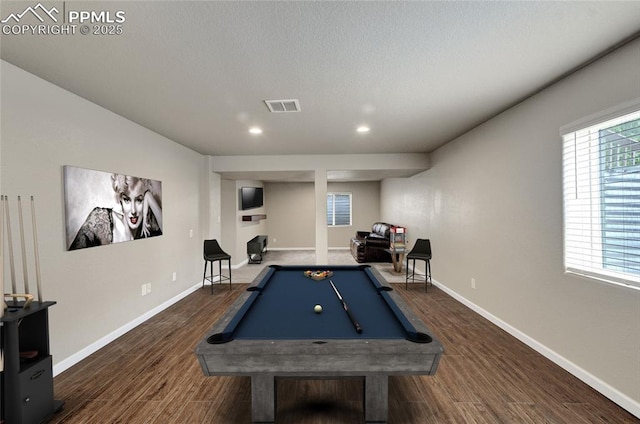 12213 Crystal Downs Rd, Peyton, CO 80831 - recreation room featuring dark wood-style flooring, billiards table, recessed lighting, and baseboards