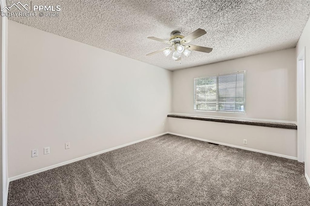 869 Marshall Dr, Fountain, CO 80817 - carpeted empty room featuring a ceiling fan, a textured ceiling, and baseboards
