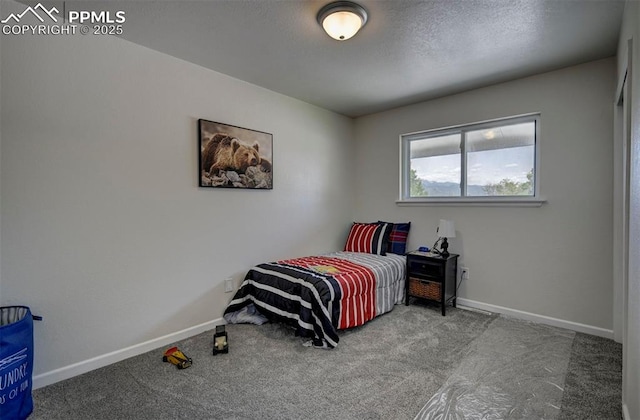 1135 Server Dr, Colorado Springs, CO 80910 - bedroom with carpet, baseboards, and a textured ceiling