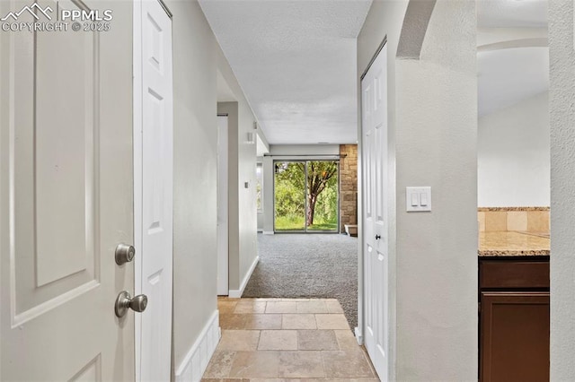 128 W Rockrimmon Blvd Unit 105, Colorado Springs, CO 80919 - corridor with light carpet and light stone finish floors