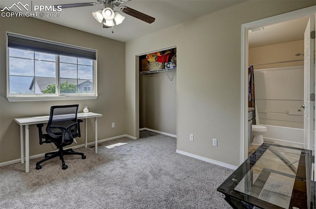 4959 Gami Way, Colorado Springs, CO 80911 - carpeted office featuring a ceiling fan and baseboards