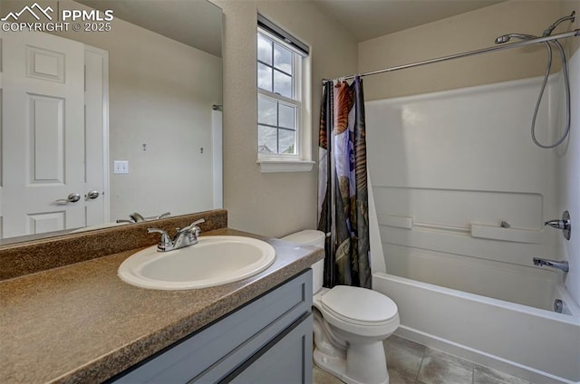 4959 Gami Way, Colorado Springs, CO 80911 - full bath with vanity, toilet, shower / tub combo, and tile patterned flooring