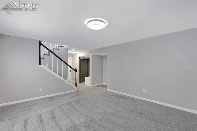 4623 Ranch Cir, Colorado Springs, CO 80918 - unfurnished room with stairway, baseboards, and carpet flooring