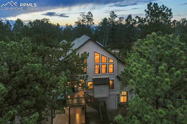 2100 N Elk Rdg, Divide, CO 80814 - view of front of home with stairs and stucco siding