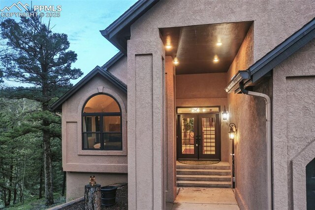 2100 N Elk Rdg, Divide, CO 80814 - property entrance with french doors and stucco siding
