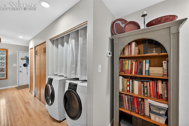 686 Echo Ln, Colorado Springs, CO 80904 - laundry room with independent washer and dryer and light wood-type flooring