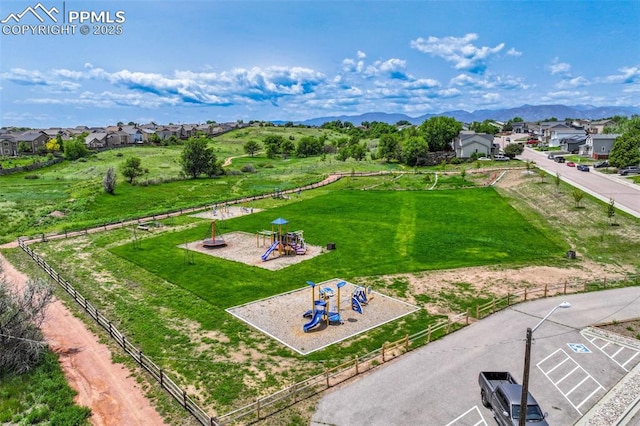 830 Winebrook Way, Fountain, CO 80817 - aerial perspective of suburban area with a mountain backdrop and a recreational park