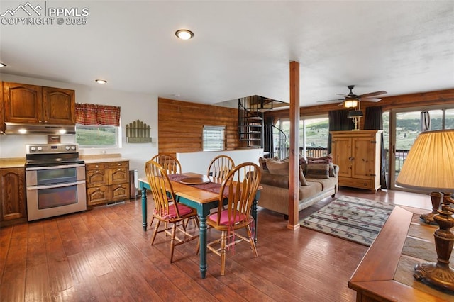 226 W El Paso Ave, Cripple Creek, CO 80813 - dining area with ceiling fan, dark wood finished floors, and recessed lighting