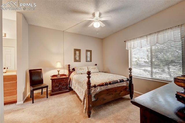 4120 Autumn Heights Dr Unit B, Colorado Springs, CO 80906 - bedroom featuring light colored carpet, a textured ceiling, and ceiling fan