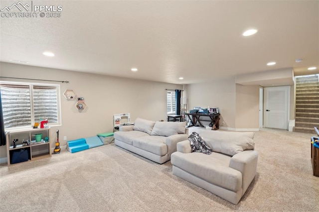 6374 Tramore Way, Colorado Springs, CO 80923 - carpeted living room with recessed lighting